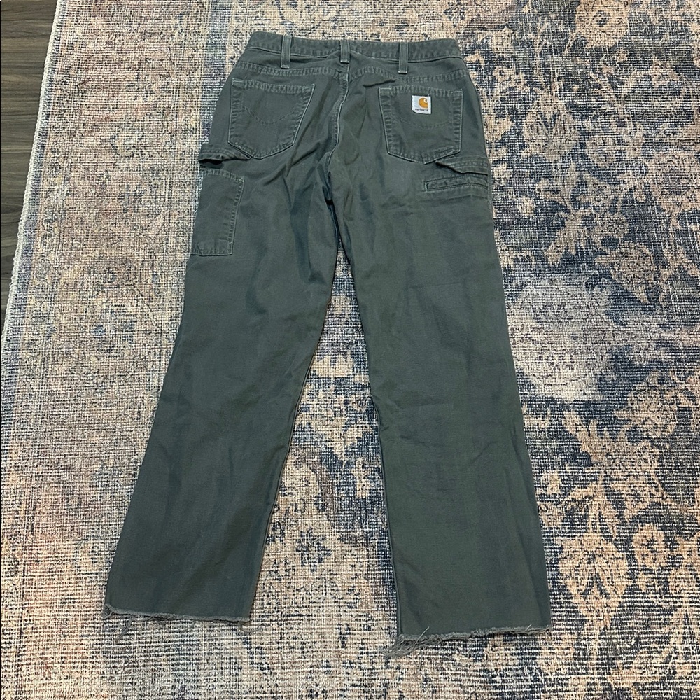Carhartt Olive Green Frayed Hem Pants
